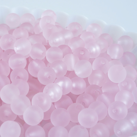 30g】8mm アクリルラウンドビーズ フロストピンク ☆004 ビーズ bonbon 