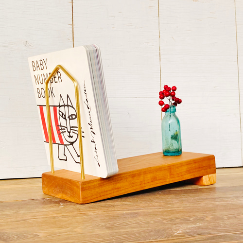 真鍮と木◇おうちのブックスタンド◇ブラックチェリー その他