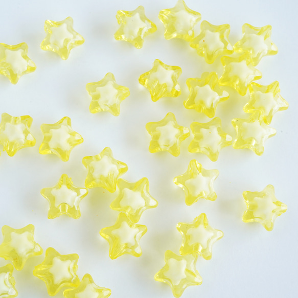 【30g】11mm 黄色い星のビーズ 透明 ☆キッズアクセサリー☆　☆003 4枚目の画像