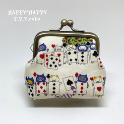 ＊HAPPY＊がま口（トランプねこさん）２色展開 1枚目の画像