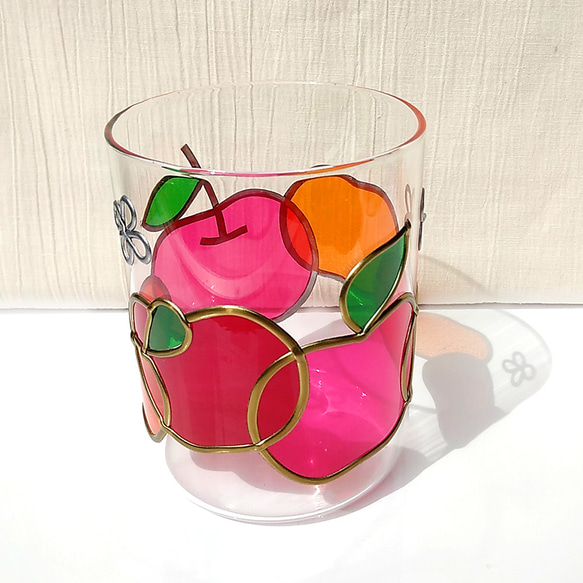 林檎のガラスポット ステンドグラス風キャニスター 6枚目の画像