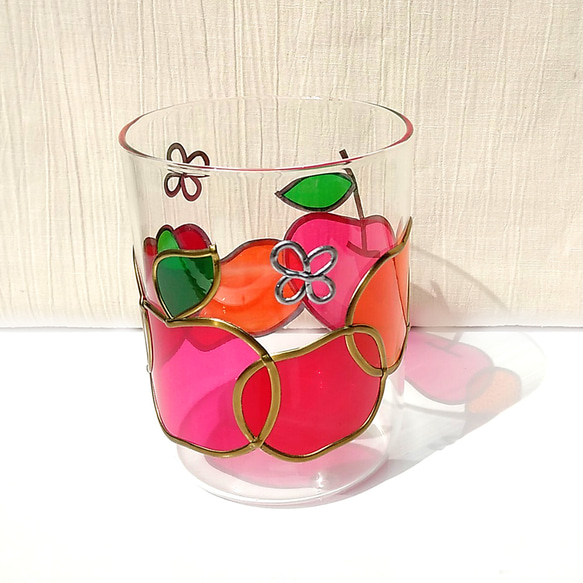 林檎のガラスポット ステンドグラス風キャニスター 4枚目の画像