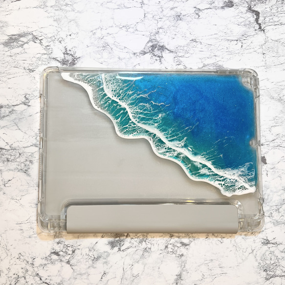 再販！オーダー品　海のiPadケース　iPad 10.2インチ　 第9/8/7世代 グレー　サイズ変更可　海 5枚目の画像