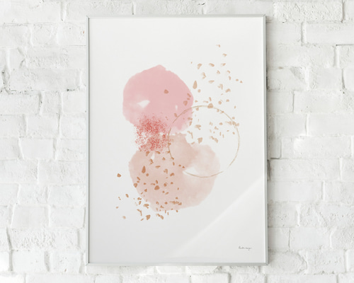 【室生】油絵　原画　一点物　リンゴ　ピンク　北欧　インテリア　SM 一点物】『 さくら 』油絵 S4号 抽象画 油彩 絵画 原画 インテリア