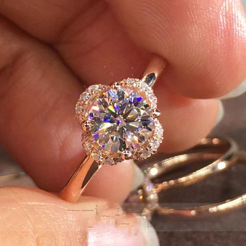 newデザイン】黄金の薔薇 モアサナイト ダイヤ リング K18PG 指輪  