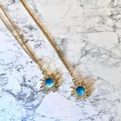 海のネックレス 太陽アクセサリー SUN レジンアート 波アート 太陽 海