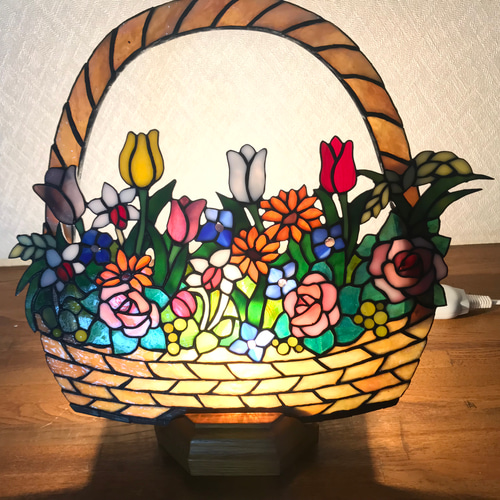 ステンドグラスパネル！！花 木枠付き♪ その他アート Atelier