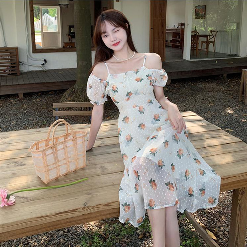 花柄 オフショルダー ワンピース★大人可愛い キュート おしゃれ ワンピース 花柄 オフショルダー[品番：TY000007919]｜teddyshop