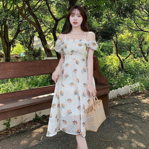 リュクス オフショルダー 花柄 ワンピース レディース 春 夏 ワンピース 花柄 オフショルダー 新品