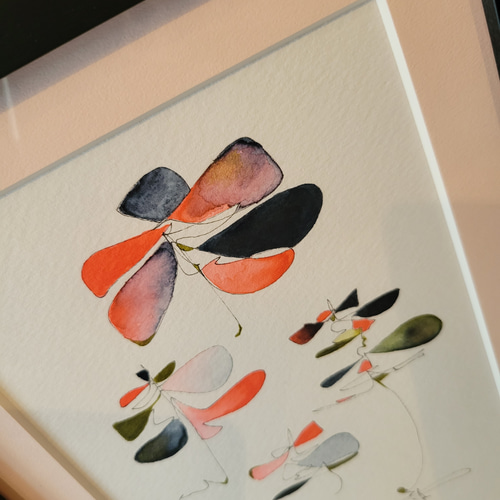 B5サイズ 額縁付 原画1点物 抽象画 水彩画 絵 花 アート 絵画