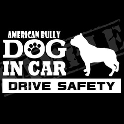 『犬種名・DOG IN CAR・DRIVE SAFETY・アメリカン ブリー』ステッカー　9cm×17cm 1枚目の画像