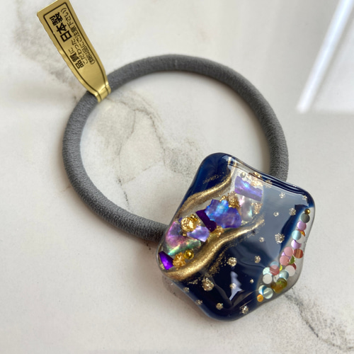 レジンヘアゴム スクエア　ブラック　ゴールド　モノトーン　バイカラー レジンヘアゴム スクエア ブラック ゴールド モノトーン バイ