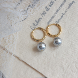 Swarovski 银灰色珍珠耳環 第2張的照片