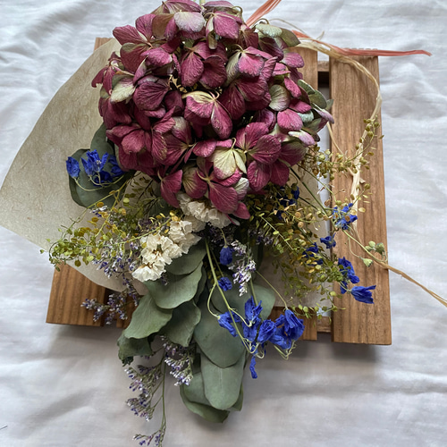 秋色紫陽花ブーケスワッグ