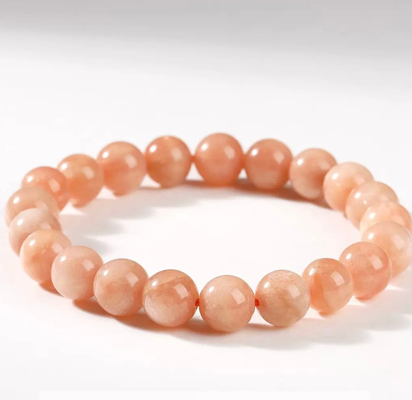 天然石　高グレード美しい金砂がきらきらと輝くオレンジサンストーン　元気なるブレスレット 1枚目の画像