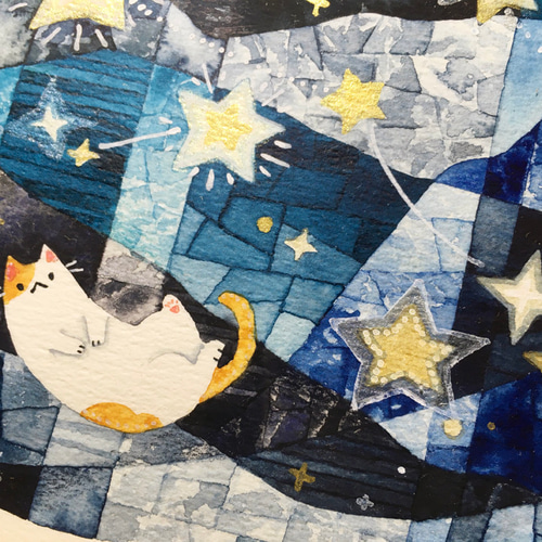 絵画「夏の星を眺めるネコ」 絵画 伊藤彩恵子 通販 16036810