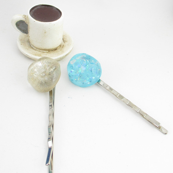 少し汗ばむ季節だから、クォーツで冷やしたシャンパンをあけちゃおう♪<1点ものヘアピン>HP124 4枚目の画像