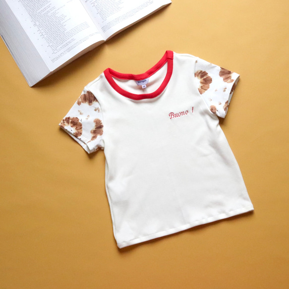 Kids “Buono! “クロワッサン柄Tシャツ/海外生地/刺繍/ 子供服