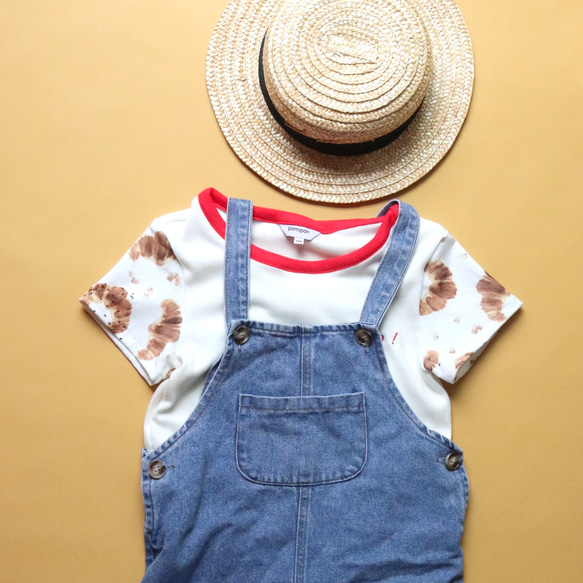 Kids “Buono! “クロワッサン柄Tシャツ/海外生地/刺繍/ 3枚目の画像