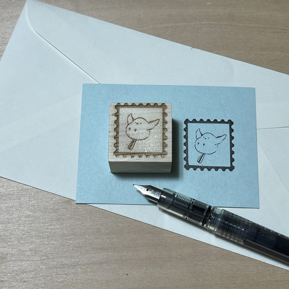 手作りスタンプ　シマエナガ③　切手 1枚目の画像