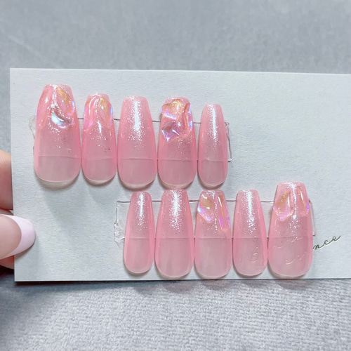 ワンホンネイル 氷ストーンネイル 夏ネイル ちゅるんネイル ブライダル  