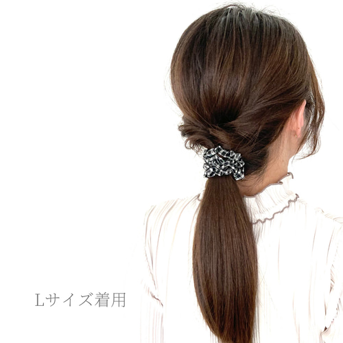 期間限定価格】リバティ 細ロングシュシュ ギンガムチェック ネジネジ