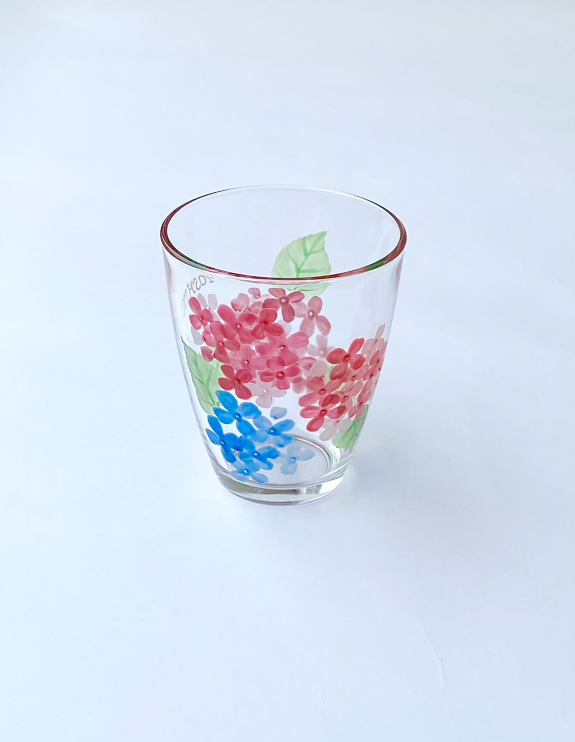 【紫陽花】赤あじさいアジサイ絵付グラス1個|母の日・父の日・両親贈呈品・結婚祝い・退職祝い・還暦祝い・結婚記念日