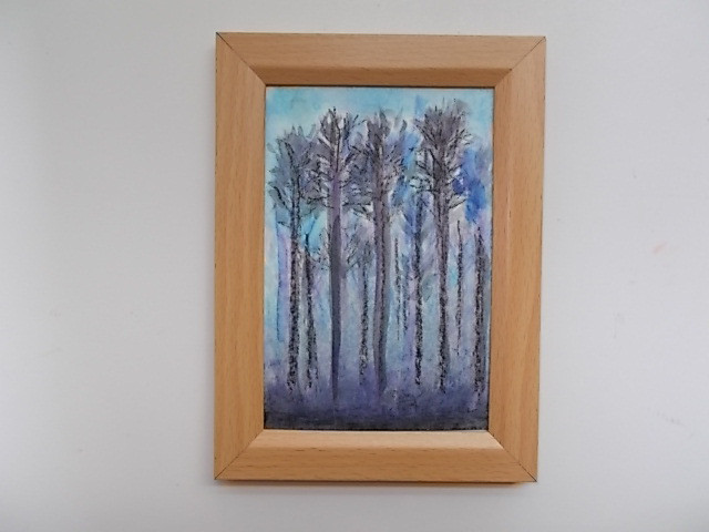 インテリア 水彩画 清流 風景 川 森 額縁 絵画