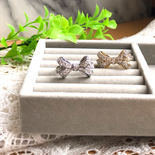 再販×3】大人可愛い リボン リング キラキラ 輝きが違う