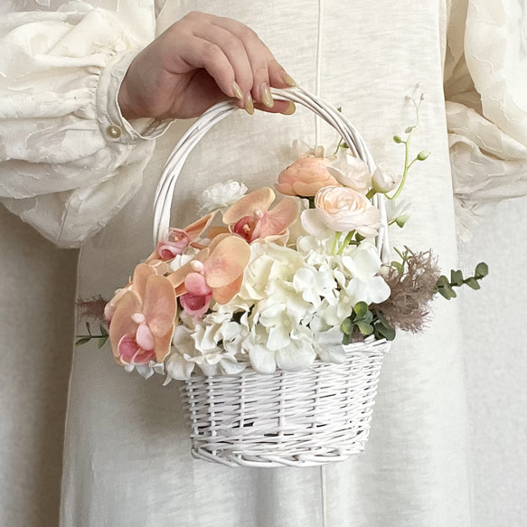 ピンク胡蝶蘭 バスケット ブーケ 結婚式 ウェディング ブーケ miiiku