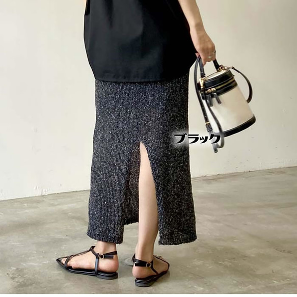 ｴﾄﾗﾝｾﾞꕤニット素材でさらりとした着心地の麻タッチミックススカート et11371267 8枚目の画像