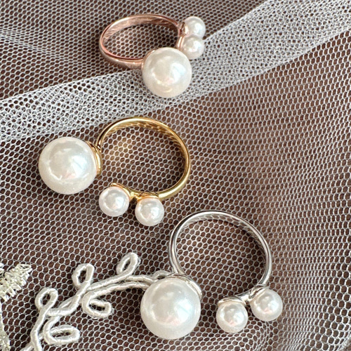 triple貝パール大人可愛いオープンリングR0700 指輪・リング Ringo