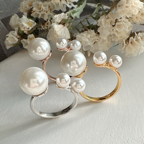 triple貝パール大人可愛いオープンリングR0700 指輪・リング Ringo