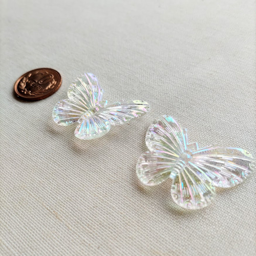 31×41mm 蝶のデコパーツ オーロラピンク＆クリア 2色×4 8個セット P899