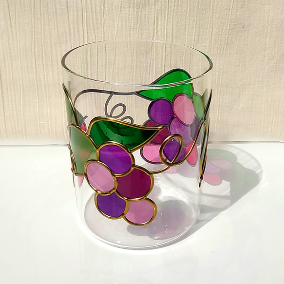 葡萄のガラスポット ステンドグラス風キャニスター 4枚目の画像