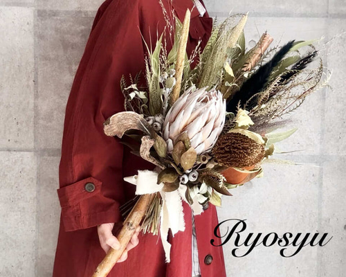 ホワイトキングプロテア枝付スワッグ【ブランチ・ブーケ】 スワッグ