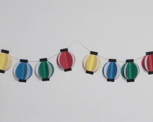 送料無料》壁面飾り ガーランド 7月・8月 夏祭り 半立体ちょうちん