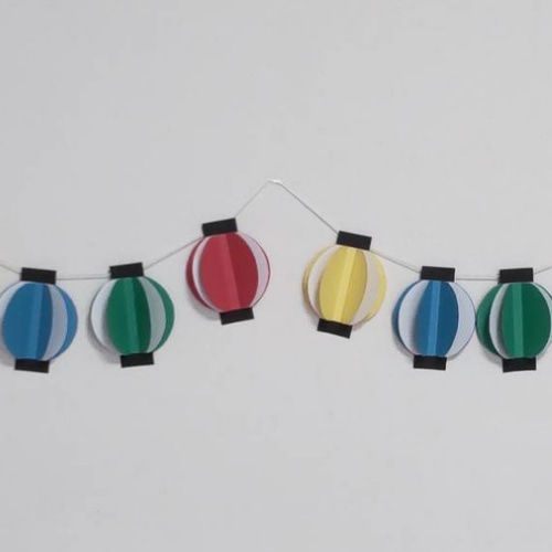 送料無料》壁面飾り ガーランド 7月・8月 夏祭り 半立体ちょうちん