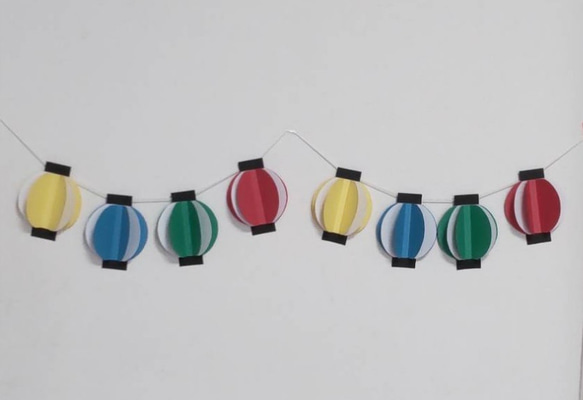 送料無料》壁面飾り ガーランド 7月・8月 夏祭り 半立体ちょうちん