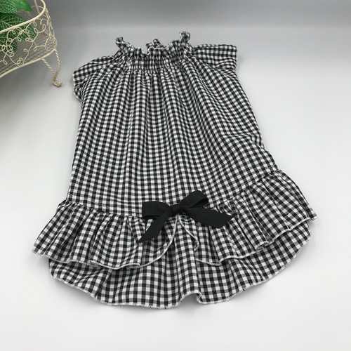 犬服 ネックギャザーワンピース 受注製作（受注制作XS、S、SM、M