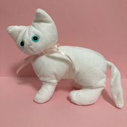 【受注製作】白猫ちゃんのぬいぐるみ 1枚目の画像