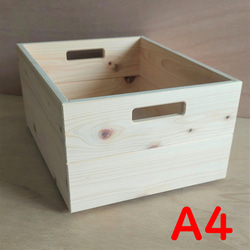 【在庫処分特価】-桧-　A4サイズ　高さM　スタッキング可 木箱 収納 ボックス 2枚目の画像
