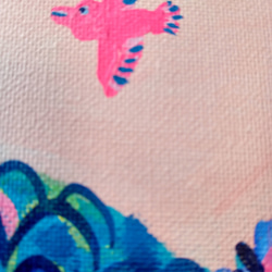 絵画　アートパネル　山の絵『ピンクの山』アクリル絵画　原画　サイズ約27㎝×22㎝ 3枚目の画像