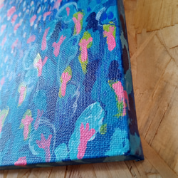 絵画　アートパネル　山の絵『ピンクの山』アクリル絵画　原画　サイズ約27㎝×22㎝ 2枚目の画像