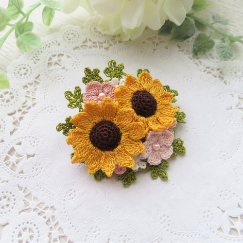 花モチーフセット(ひまわり) かぎ編み モチーフ編み レース糸 【専用】