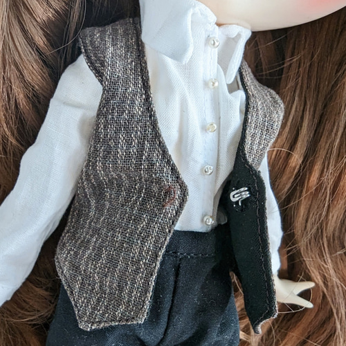 895.※単品※茶色のベスト・花柄※ブライスアウトフィット※1/6ドール服 