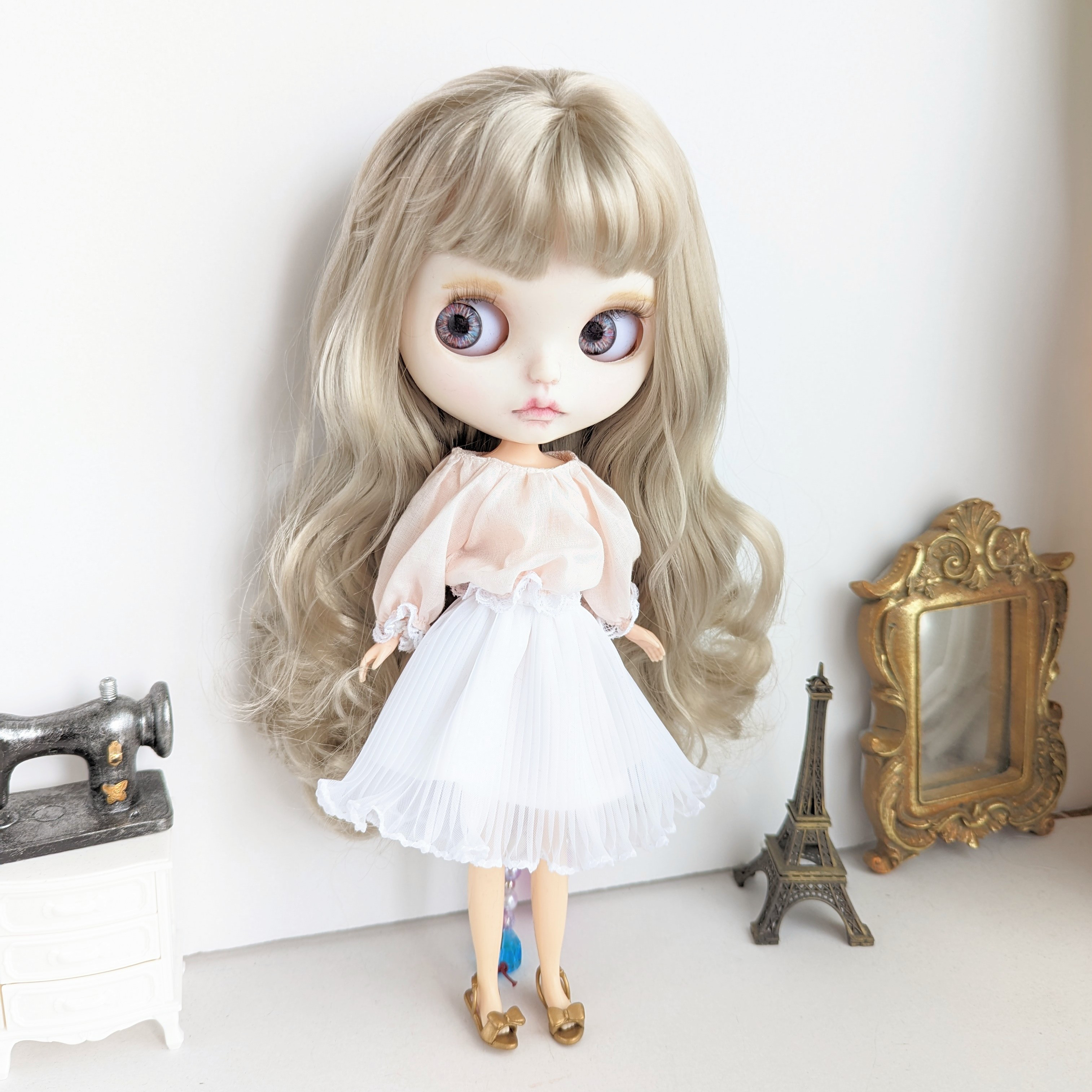 ※ブライスアウトフィット※1/6ドール 216※レースふんわり白のドレス