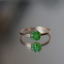 A23-3現品 14.0号 k18金 リング グアテマラ産 天然 本翡翠 辣陽緑