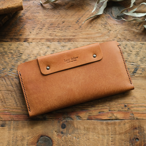 春財布 本革 スリムウォレット 長財布 キャメル 送料無料中 薄い長財布