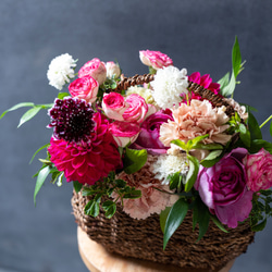 Basketフラワーアレンジメント Mサイズ アートフラワー lowergo 通販